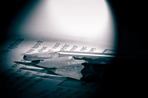 Pencils on newspaper Stock Photos