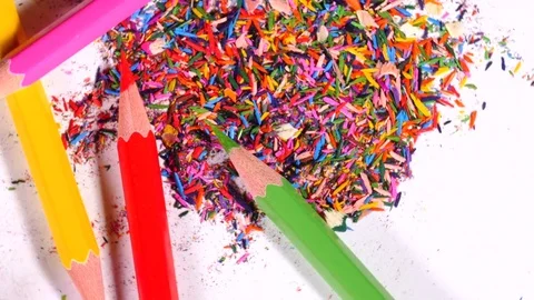 Pencils in pile of leftovers Stock Footage 70377249