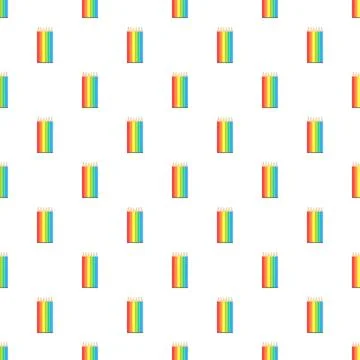 Pencils with rainbow colors creating a repeating pattern Stock Illustration