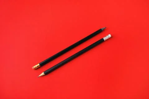 Pencils on red Stock Photos
