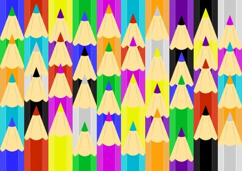 Pencils Seamless Pattern (Random) Stock Illustration