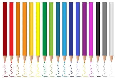 Pencils, a set of colored pencils. Vector illustration. Stock Illustration