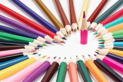 Pencils in the shape of heart Stock Photos