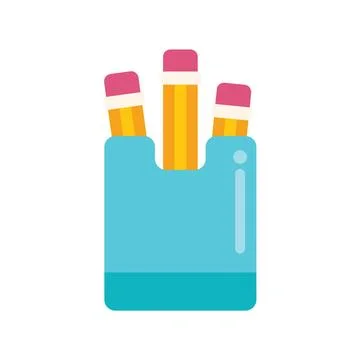 Pencils standing in a pencil case ready to be used for writing Stock Illustration