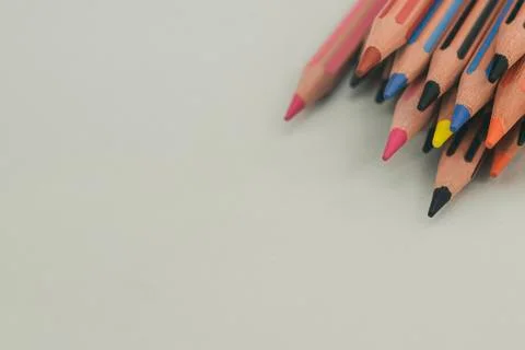 Pencils from the top right margin Stock Photos