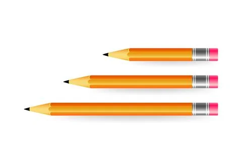 Pencils various length on white background. Variations of pencils. Vector Stock Illustration