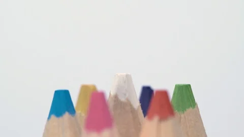 Pencils white background tilt up Video stock 128343899