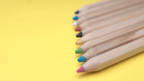Pencils yellow background slider side Stock Footage 128343922