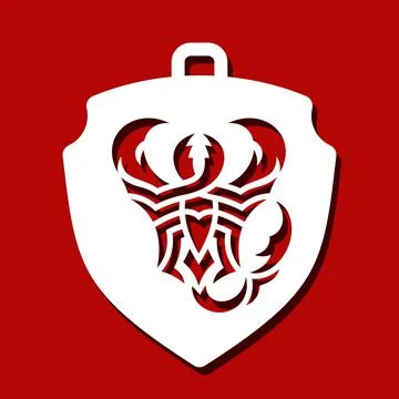 Pendant with an abstract scorpion on the shield.  Stock Illustration