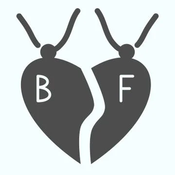 Pendant best friends solid icon. Broken heart necklace vector illustration Stock Illustration