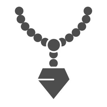 Pendant with gemstone solid icon. Chain with pendant vector illustration Stock Illustration