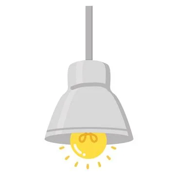 Pendant light hanging ceiling lamp with glowing bulb for office interior Stock Illustration