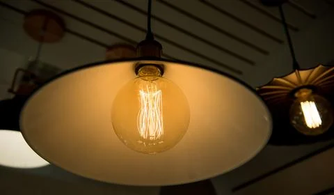 Pendant light for loft space switch on at night Stock Photos