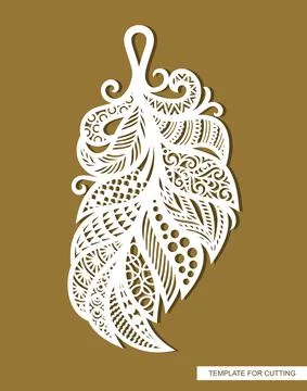 Pendant in the shape of a feather, leaf.  Stock Illustration