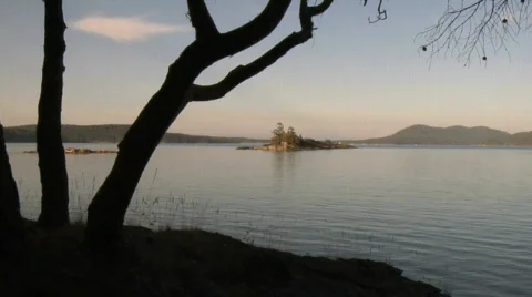 Pender Islet WS Sunset Stock Footage 156126