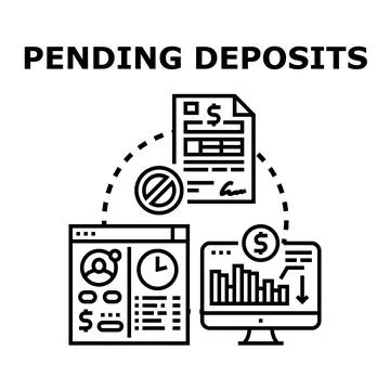 Pending deposits concept with financial document and computer monitoring Stockillustratie