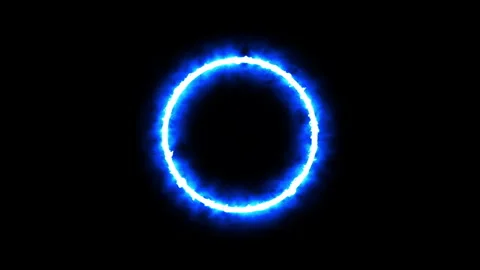 Pending loading fire screen  rotating loopable blue fiery circle element Stock Footage 243199944