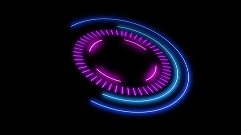Pending loading neon HUD element  3D rotation and wiggle, loopable Stock Footage 243748359