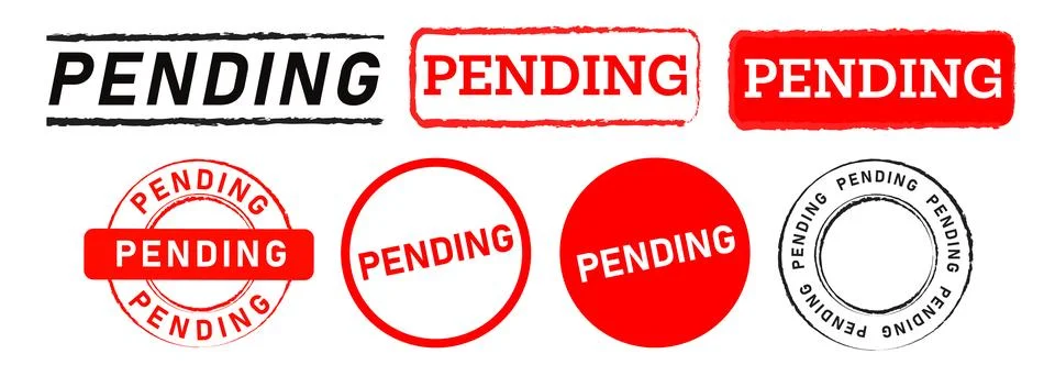 Pending rectangle and circle stamp label sticker design element sign delay Stock Illustration