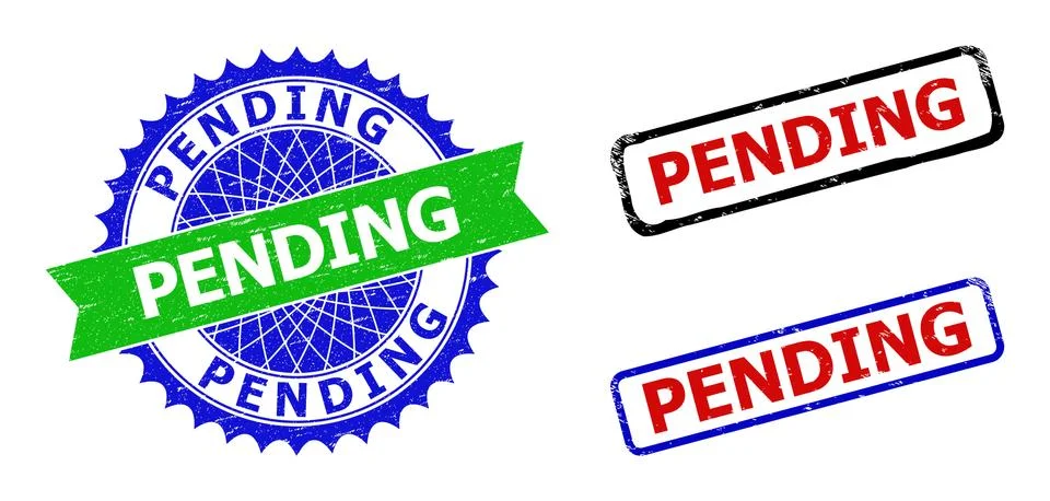 PENDING Rosette and Rectangle Bicolor Stamp Seals with Distress Styles Stock-Illustration