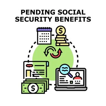 Pending social security benefits application process concept 库存插图