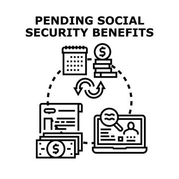 Pending social security benefits application process concept Stock Illustration