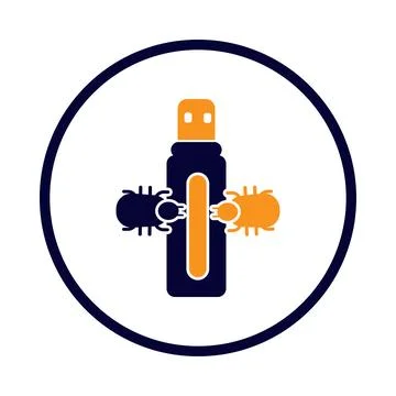 Pendrive, bug, virus, usb, flash, computer drive, computer bug virus on usb.. Illustrazione stock