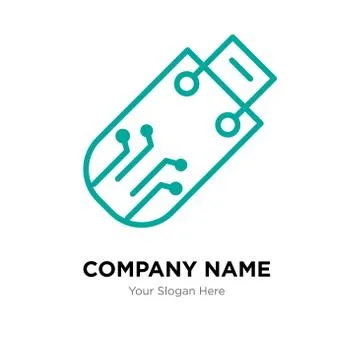 Pendrive company logo design template Stock Illustration