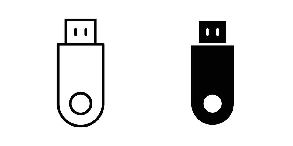 Pendrive icon linear versions pack on white background Illustrazione stock