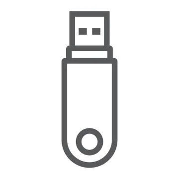 Pendrive line icon, data and memory, flash drive sign, vector graphics, a linear Stock Illustration