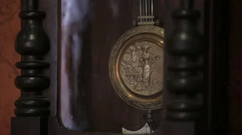 Pendulum of antique  clock Stock Footage 22154370