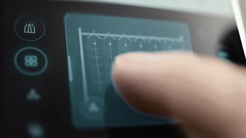 Pendulum array interface shows synchronized hanging elements Vídeo Stock 346038312