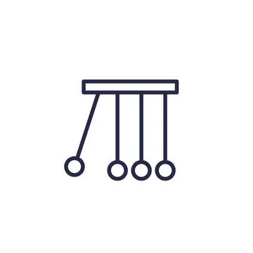 Pendulum with balls line icon on white Stock Illustration