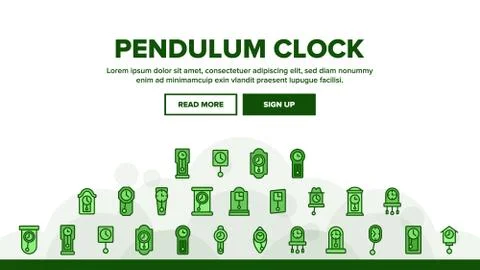 Pendulum Clock Device Landing Header Vector 스톡 일러스트