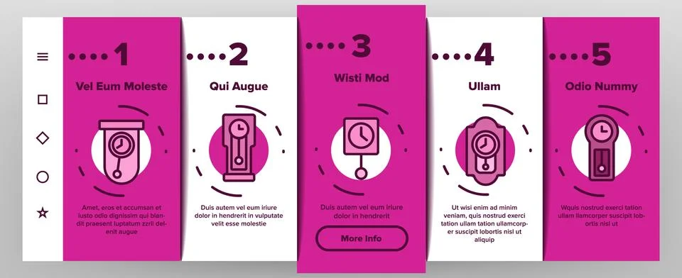 Pendulum Clock Device Onboarding Icons Set Vector 스톡 일러스트