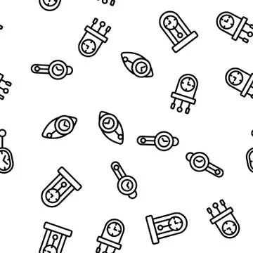 Pendulum Clock Device Vector Seamless Pattern Illustrazione stock