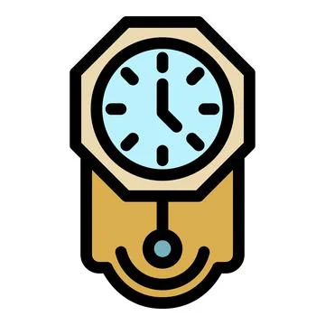 Pendulum clock icon color outline vector イラスト素材