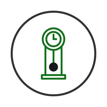 Pendulum clock icon evokes timelessness with its oscillating weight and cla.. Stock Illustration