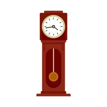 Pendulum clock icon flat isolated Stock Illustration