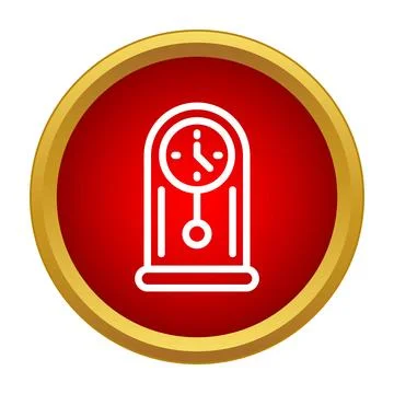Pendulum clock line art icon signifying time Stock Illustration