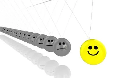 Pendulum with countless grey smiley spheres Illustrazione stock