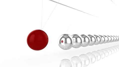 Pendulum with countless silver spheres Illustrazione stock