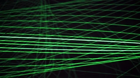 The pendulum draws green laser beams on the phosphor surface. Optical experiment Stock Footage 198009655
