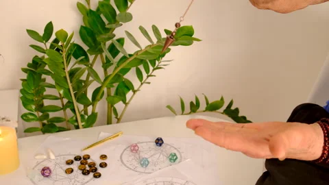 Pendulum fortune telling and astrology. Selective focus. Stock Footage 305943505
