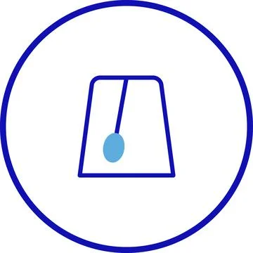 Pendulum icon in a circle, Simple Physics Concept Illustration, blue line art Stock Illustration