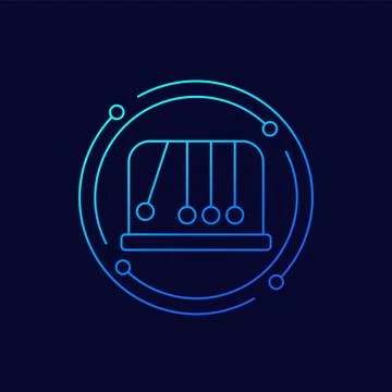 Pendulum line icon, cradle with balls Stock Illustration