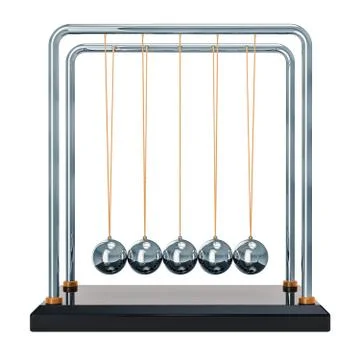 Pendulum, Newton's cradle front view, 3D rendering Stock Illustration