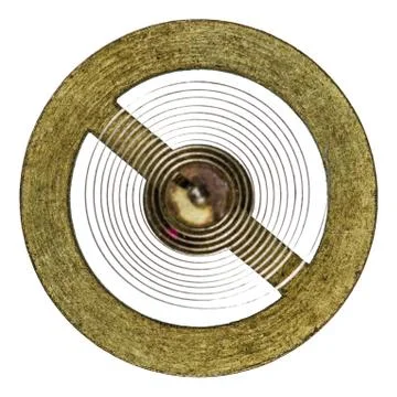 Pendulum of the old clock mechanism, isolated on white background Stock Photos