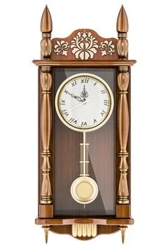 Pendulum Wall Clock. Large wooden hanging wall clock with swinging pendulum.. Stock Illustration