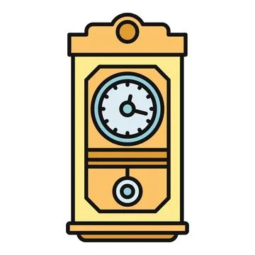 Pendulum wall clock showing time icon illustration 스톡 일러스트
